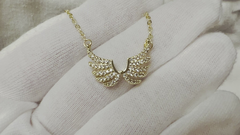 Angel wings for girls angel wings necklace angel wings moving crystal ring  pendant