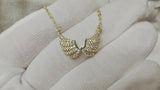 14k Real Gold  Angel Wings Necklace Charm  Zircon Pendant