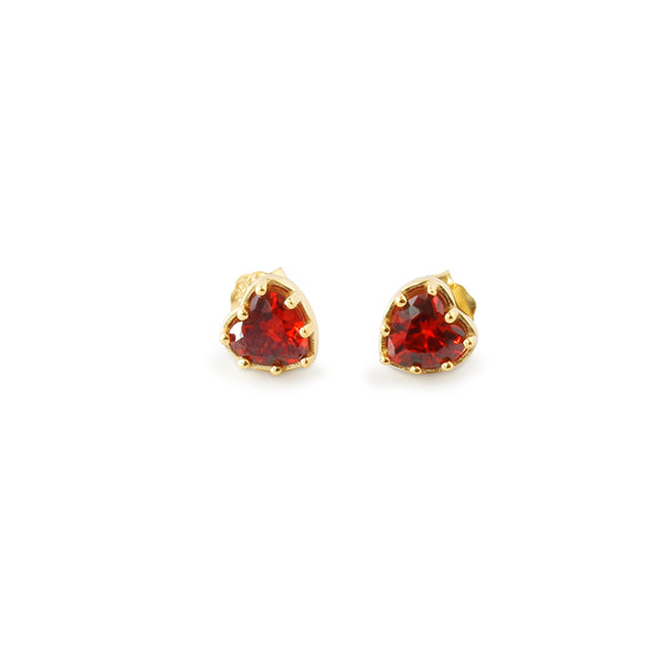 925 Sterling Silver Red Heart Stud Earrings Jewelry