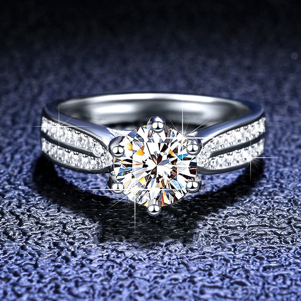 Moissanite Wedding Engagement Ring 925 Sterling Silver Ring Six Prong Moissan Diamond Ring for Women
