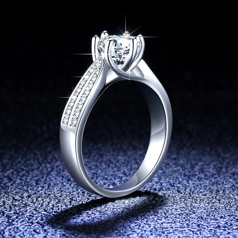 Moissanite Wedding Engagement Ring 925 Sterling Silver Ring Six