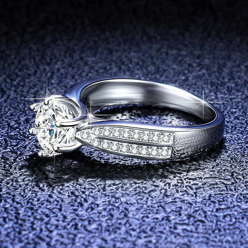Moissanite Wedding Engagement Ring 925 Sterling Silver Ring Six Prong Moissan Diamond Ring for Women