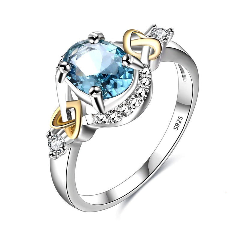 925 Sterling Silver Oval Sky Blue CZ Ring for Weddings and Engagements