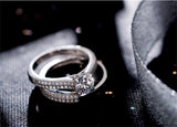 925 Silver Rings Double Stackable Sets Wedding Engagement Ring