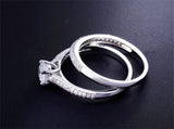 925 Silver Rings Double Stackable Sets Wedding Engagement Ring