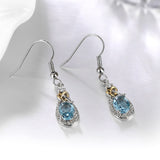 925 Sterling silver Water Drop Blue Stone Cubic zircon pendant and earring set
