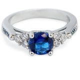 Genuine Natural Sapphire S925 Sterling Silver Ring with Blue Gemstone