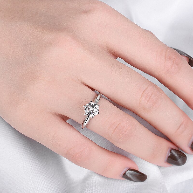 Sterling Silver 2CT Moissanite Diamond Engagement Rings