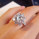Real Moissanite Luxury Sun Flower 1 Carat Diamond Lotus Women  Sterling Silver ring