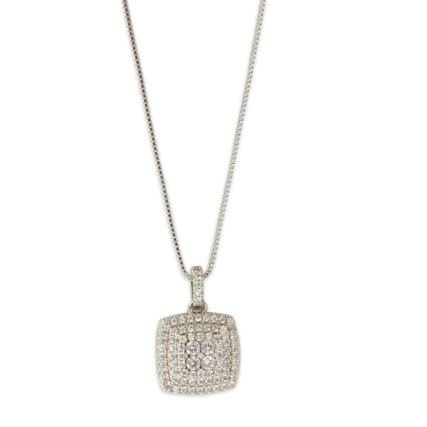 Luxurious S925 Silver Color Pendant with Bling Zircon Stone Long Chain Charm Jewelry