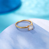 100% Real .5ct Moissanite  Solitaire 18K Gold Plated Silver ring