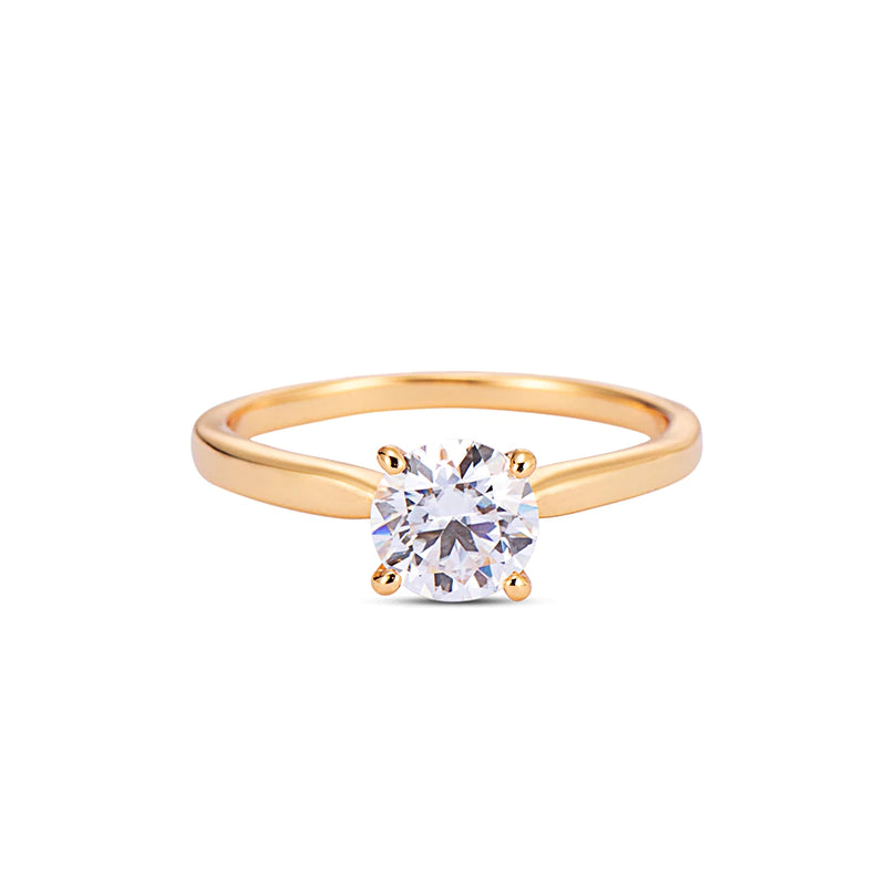 100% Real .5ct Moissanite  Solitaire 18K Gold Plated Silver ring
