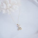 Bear 14k Real Gold Elegant Zircon pendant and earring Jewelry set