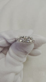 2 ct Round Cut Engagement & Wedding Moissanite Diamond Ring in Double Halo Ring Platinum Plated Silver