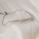 925 Sterling Silver Bowknot Zircon Tennis Bracelet Jewelry